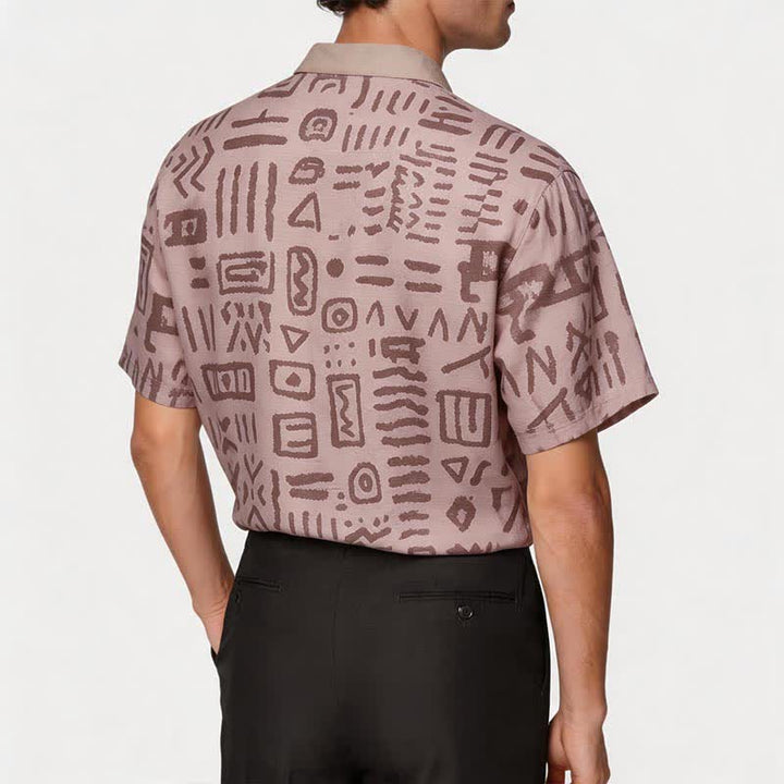 Chemise ethnique pour homme, beige taupe, à imprimé tribal - image 2