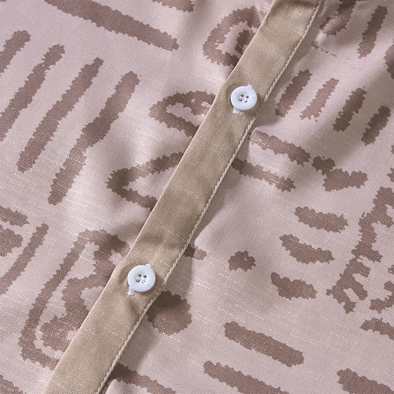 Chemise ethnique pour homme, beige taupe, à imprimé tribal - image 5