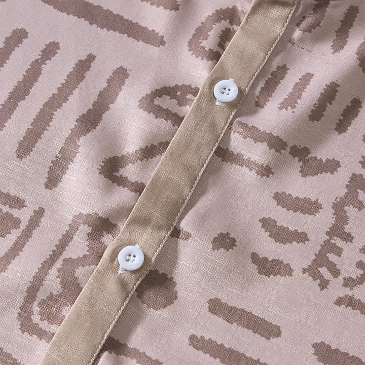 Chemise ethnique pour homme, beige taupe, à imprimé tribal - image 5