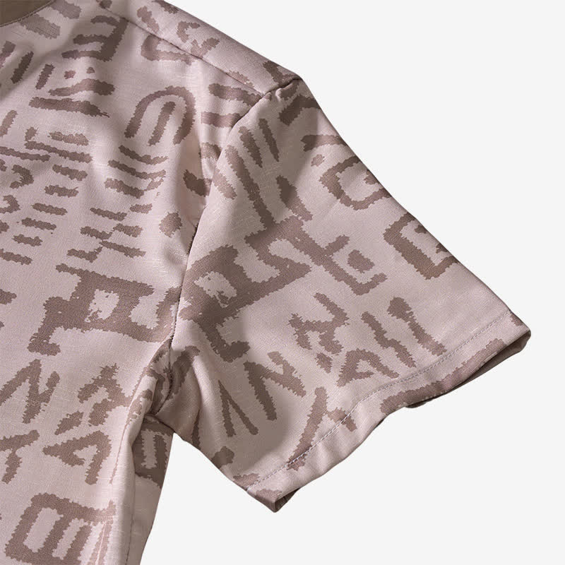 Chemise ethnique pour homme, beige taupe, à imprimé tribal - image 8
