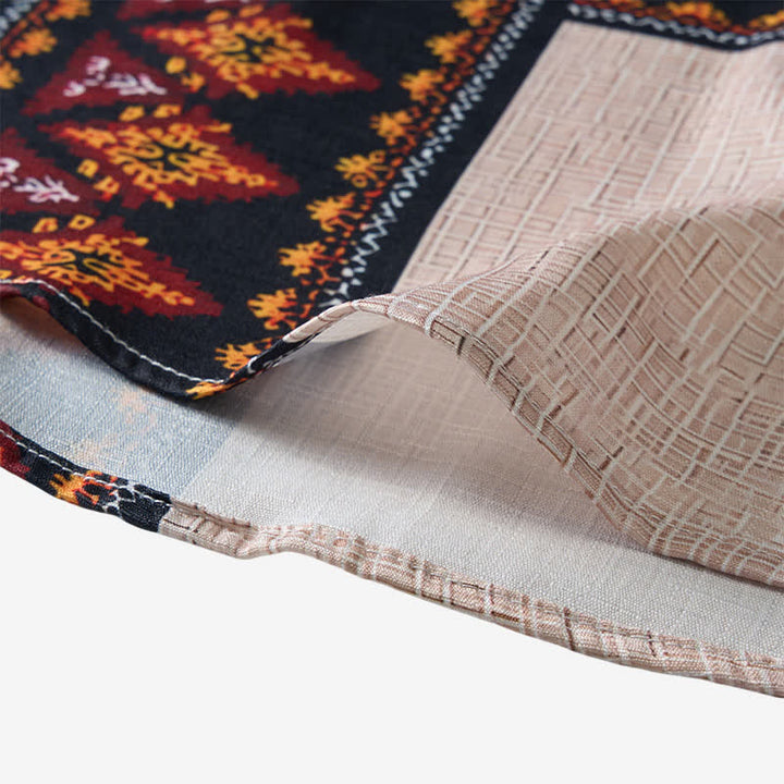 Chemise ethnique asymétrique pour homme en lin mélangé à imprimé tribal - image 7