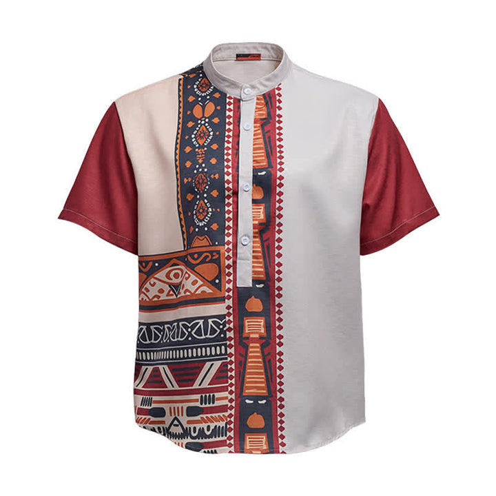 Chemise ethnique patchwork d'été pour homme, inspirée du Sud-Ouest américain - image 9