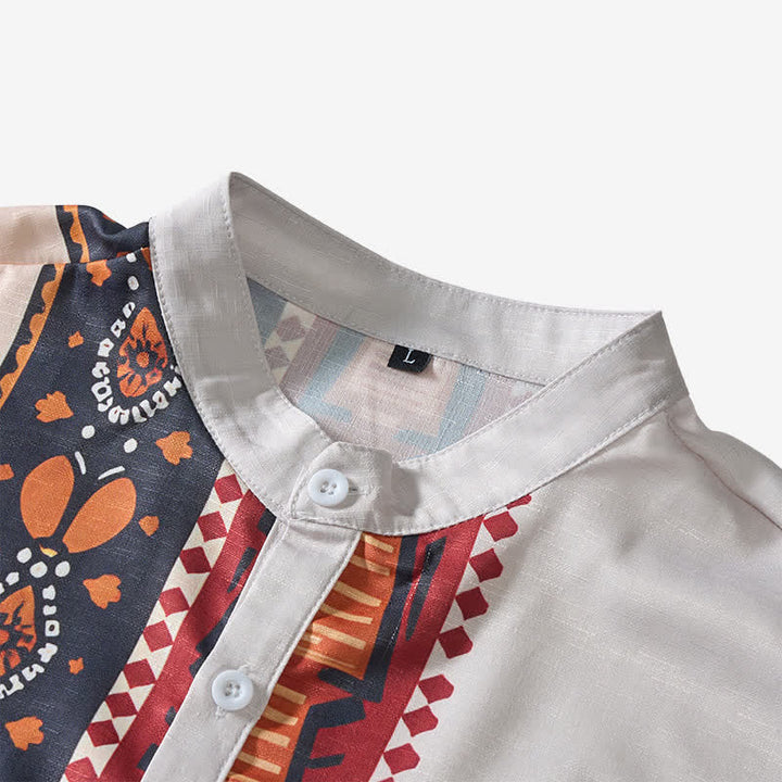 Chemise ethnique patchwork d'été pour homme, inspirée du Sud-Ouest américain - image 4