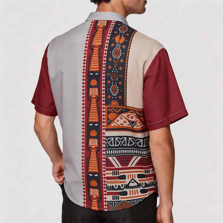 Chemise ethnique patchwork d'été pour homme, inspirée du Sud-Ouest américain - image 2