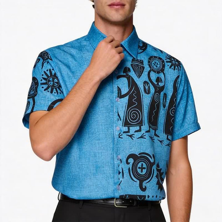 Chemise ethnique pour homme à imprimé inspiré de l'art rupestre du Sud-Ouest américain - image 3
