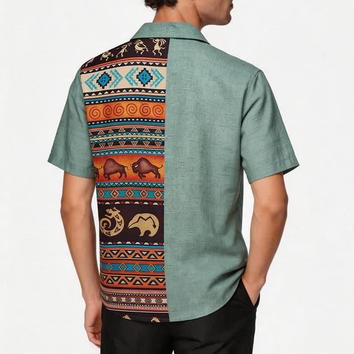 Chemise ethnique pour homme à imprimé bison pétroglyphe du désert - image 2