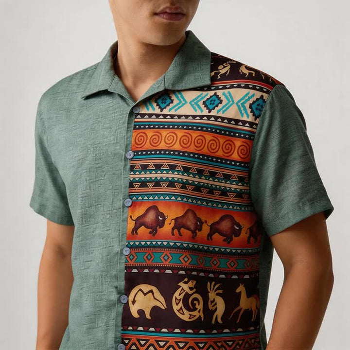 Chemise ethnique pour homme à imprimé bison pétroglyphe du désert - image 3