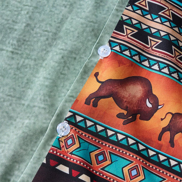 Chemise ethnique pour homme à imprimé bison pétroglyphe du désert - image 5