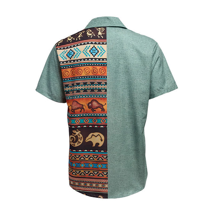 Chemise ethnique pour homme à imprimé bison pétroglyphe du désert - image 10