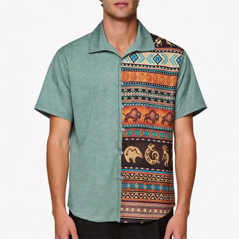 Chemise ethnique pour homme à imprimé bison pétroglyphe du désert - image 1