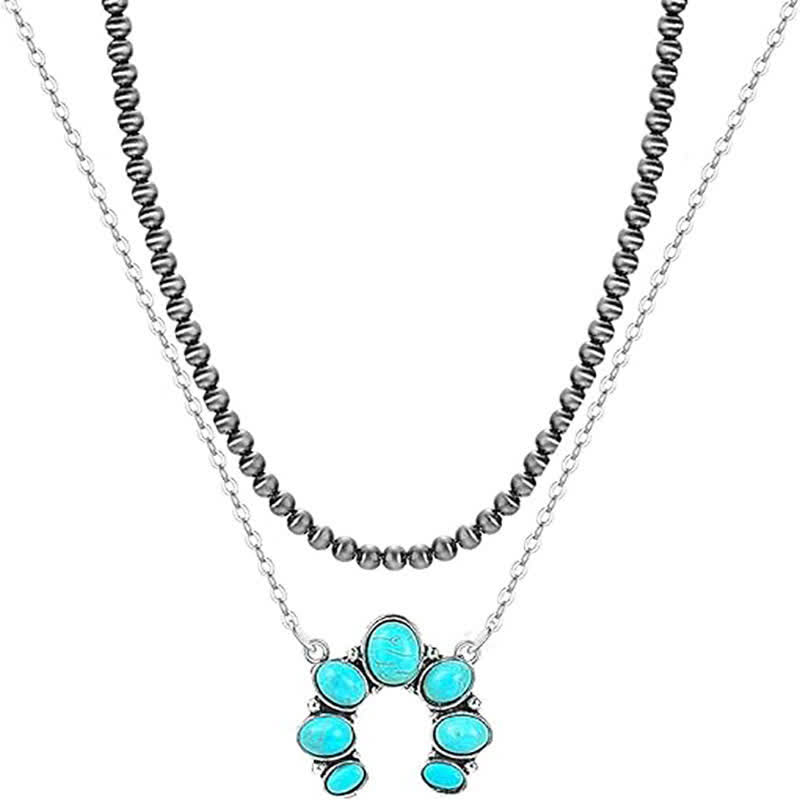 Ensemble de collier ras-de-cou bohème Naja turquoise à plusieurs rangs - Turquoise - image 0