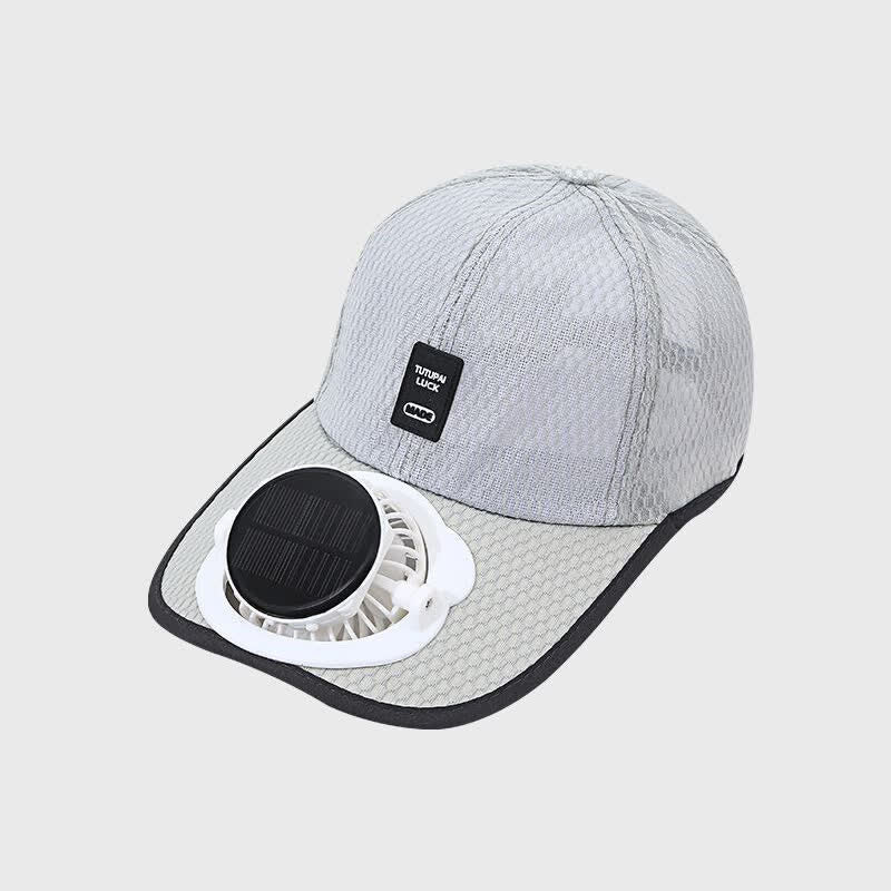 Casquette de baseball respirante avec ventilateur USB solaire intégré - Gris clair - Réglable (22"-23 5/8") - image 9