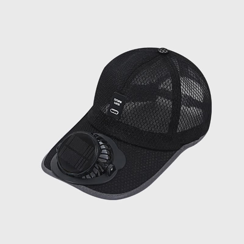 Casquette de baseball respirante avec ventilateur USB solaire intégré - Noir - Réglable (22"-23 5/8") - image 10