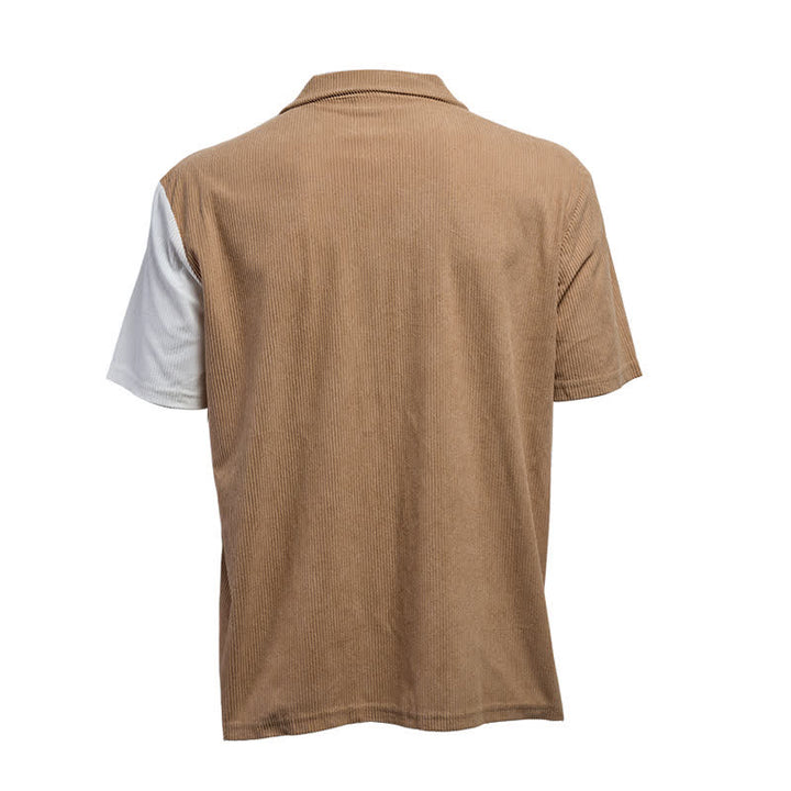 Chemise en velours côtelé à manches courtes bicolore pour homme - image 15