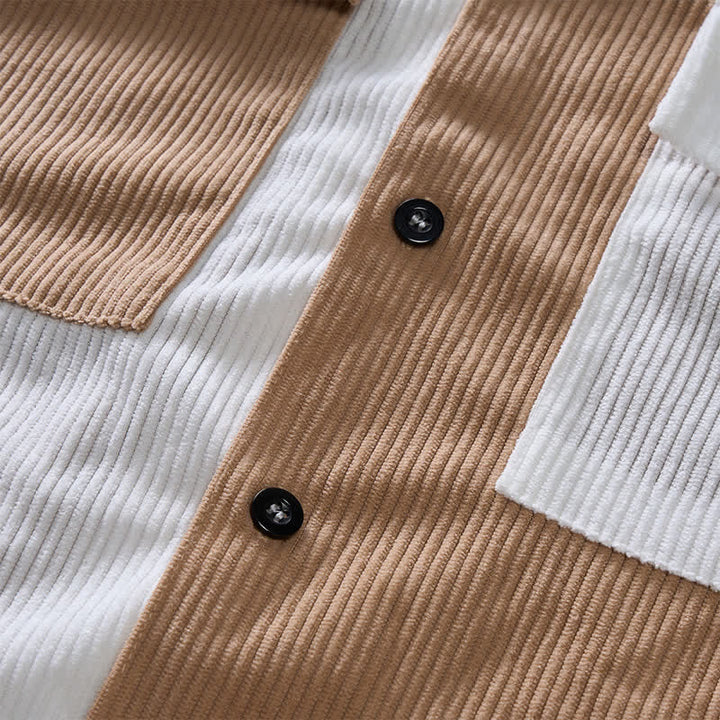 Chemise en velours côtelé à manches courtes bicolore pour homme - image 9