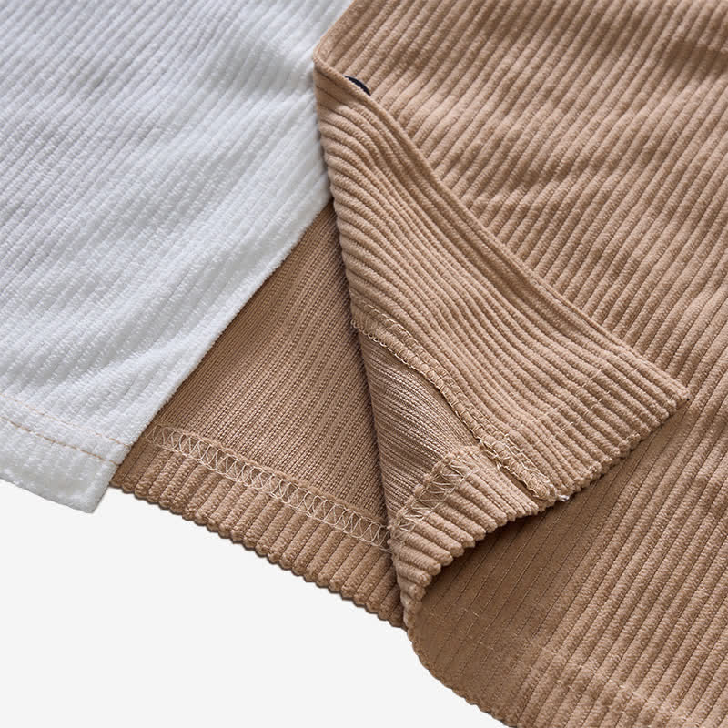 Chemise en velours côtelé à manches courtes bicolore pour homme - image 12