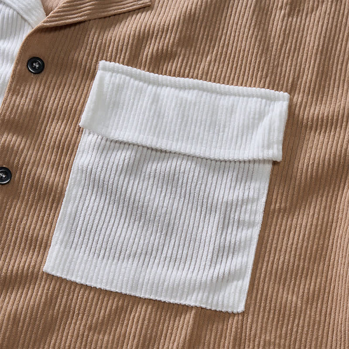 Chemise en velours côtelé à manches courtes bicolore pour homme - image 10