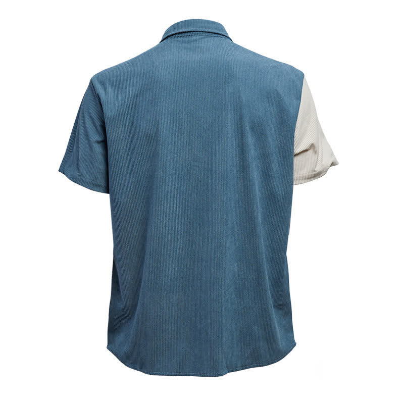 Chemise en velours côtelé bicolore bleue et blanche pour homme - image 11
