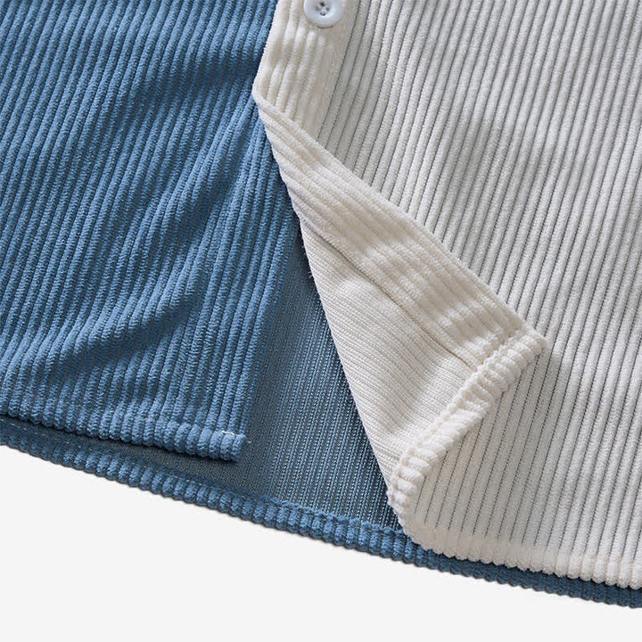 Chemise en velours côtelé bicolore bleue et blanche pour homme - image 8
