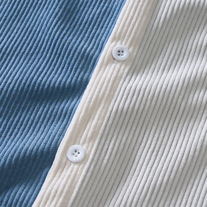 Chemise en velours côtelé bicolore bleue et blanche pour homme - image 5
