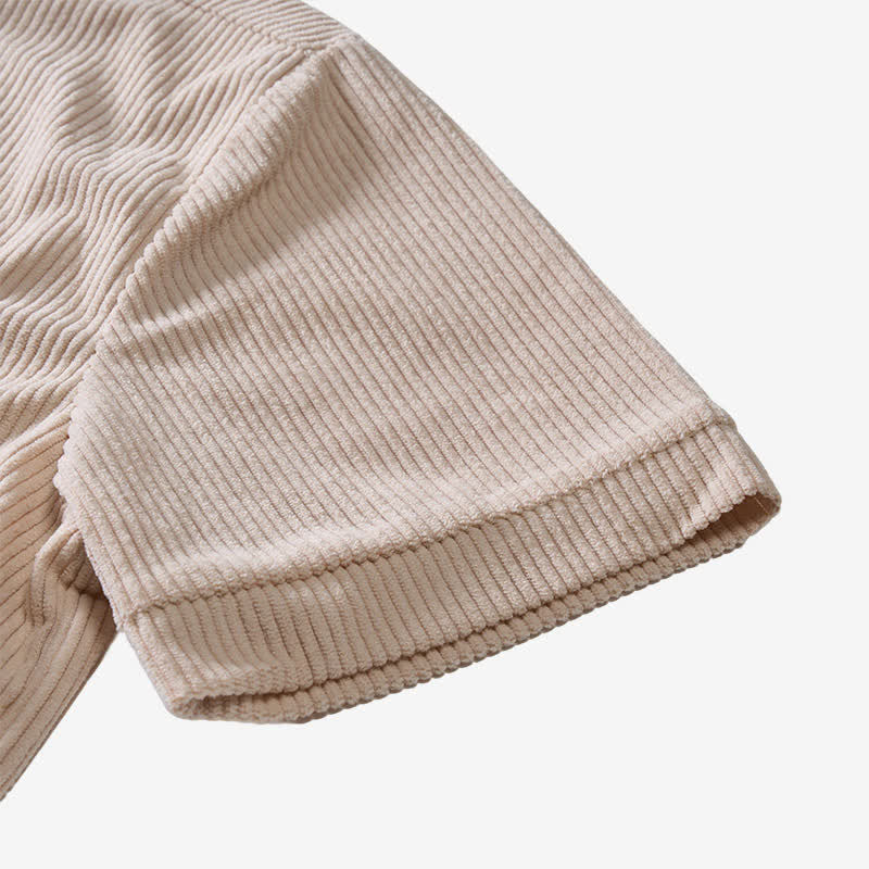 Chemise de travail en velours côtelé pour homme, couleur unie, double poche poitrine - image 12