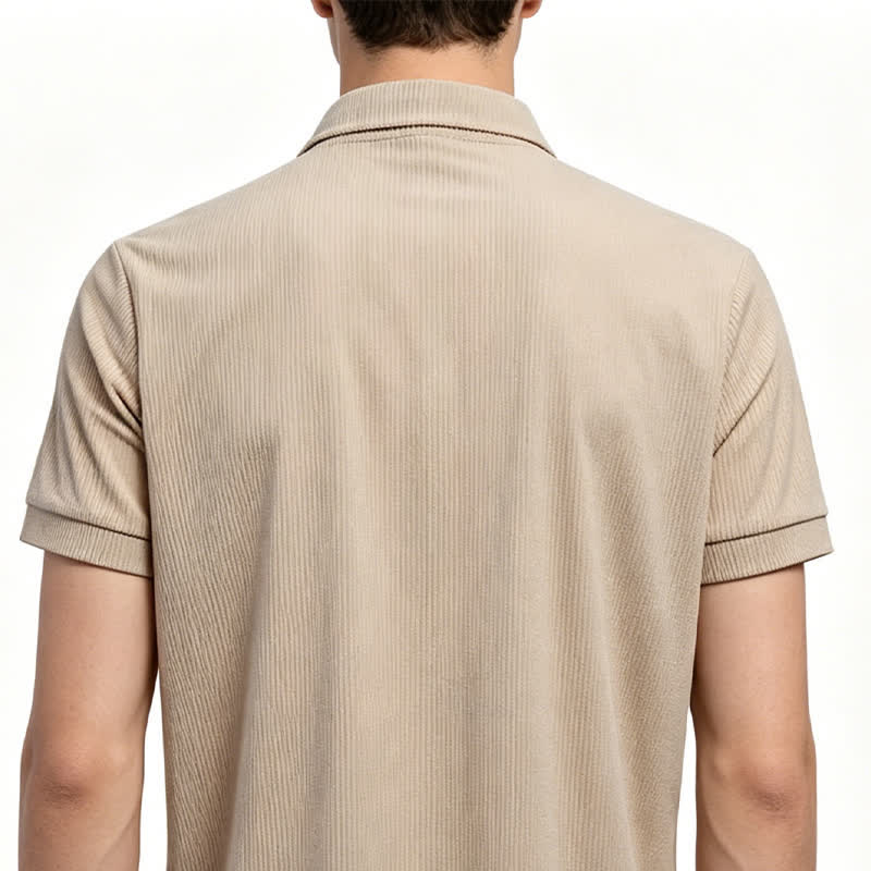 Chemise de travail en velours côtelé pour homme, couleur unie, double poche poitrine - image 2