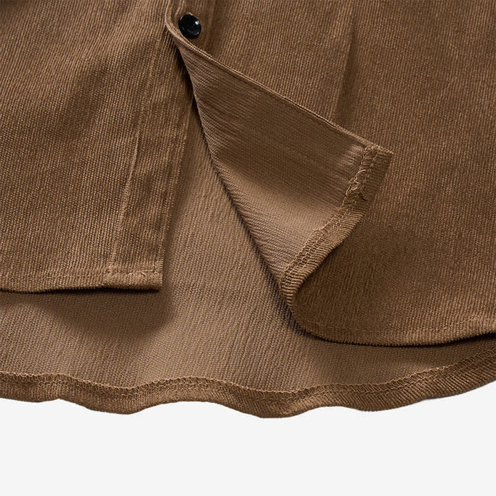 Chemise minimaliste pour homme en velours côtelé à col montant et boutons - image 10