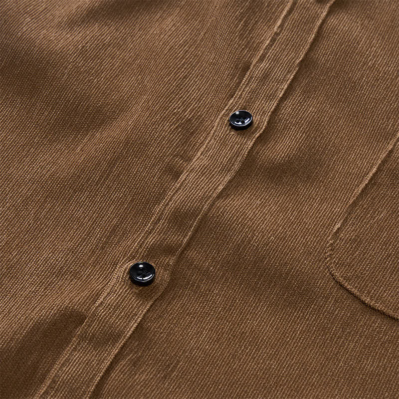 Chemise minimaliste pour homme en velours côtelé à col montant et boutons - image 8