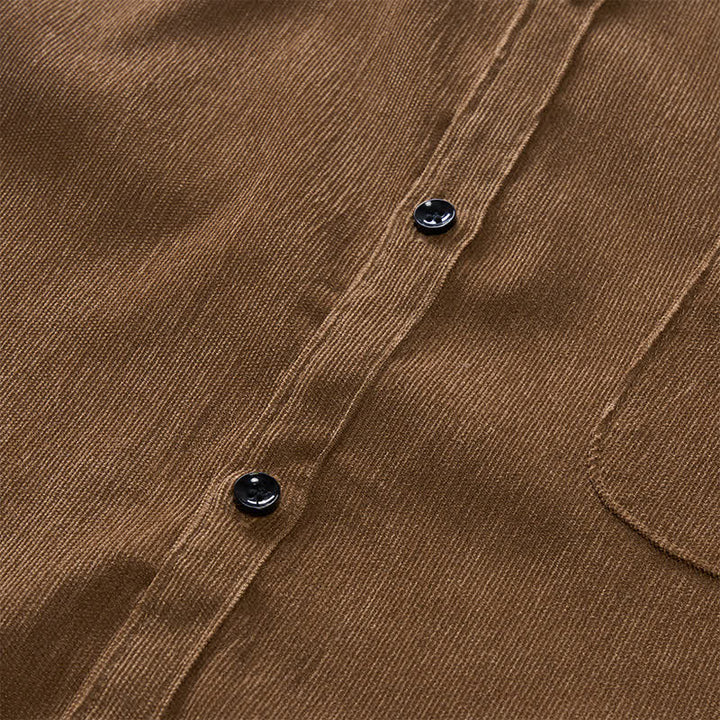 Chemise minimaliste pour homme en velours côtelé à col montant et boutons - image 8
