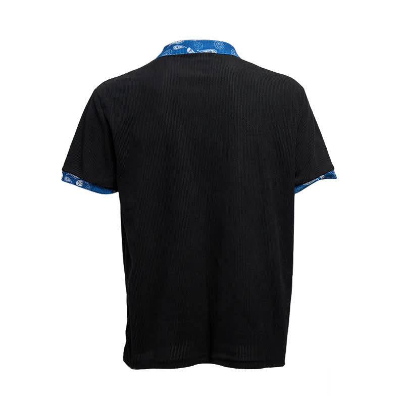 Chemise en velours côtelé à lacets avec bordure cachemire pour homme - image 10