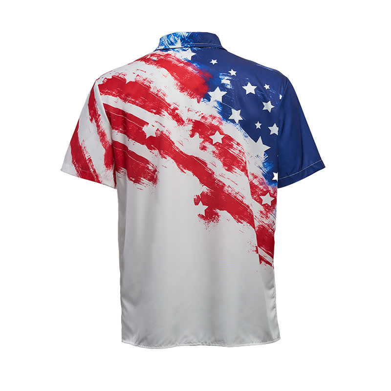 Chemise à manches courtes imprimée de coups de pinceau avec le drapeau américain vintage - image 10
