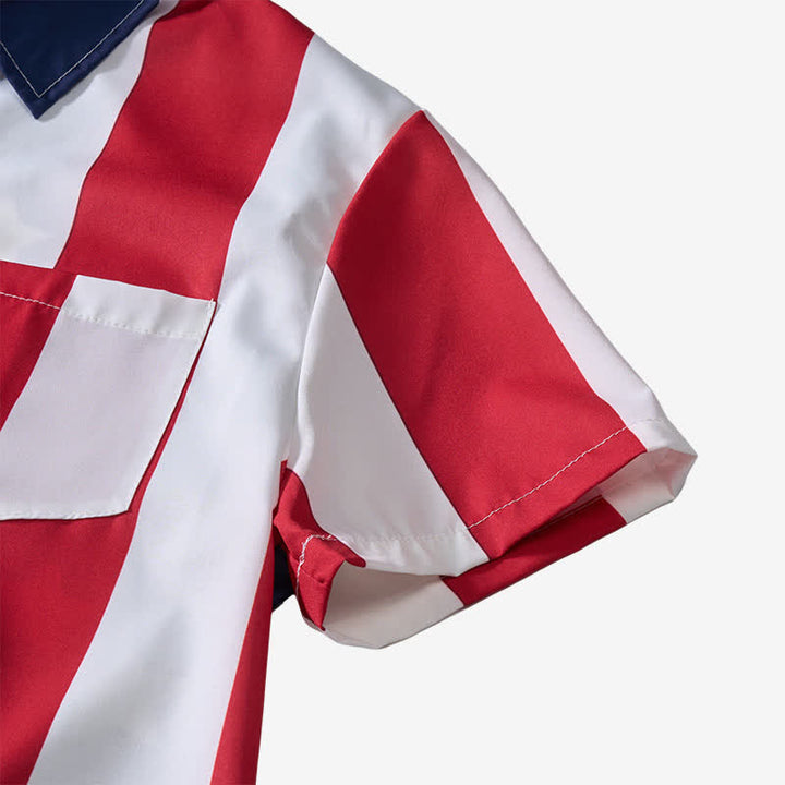 Chemise à manches courtes imprimée drapeau américain divisé, étoiles et rayures - image 8