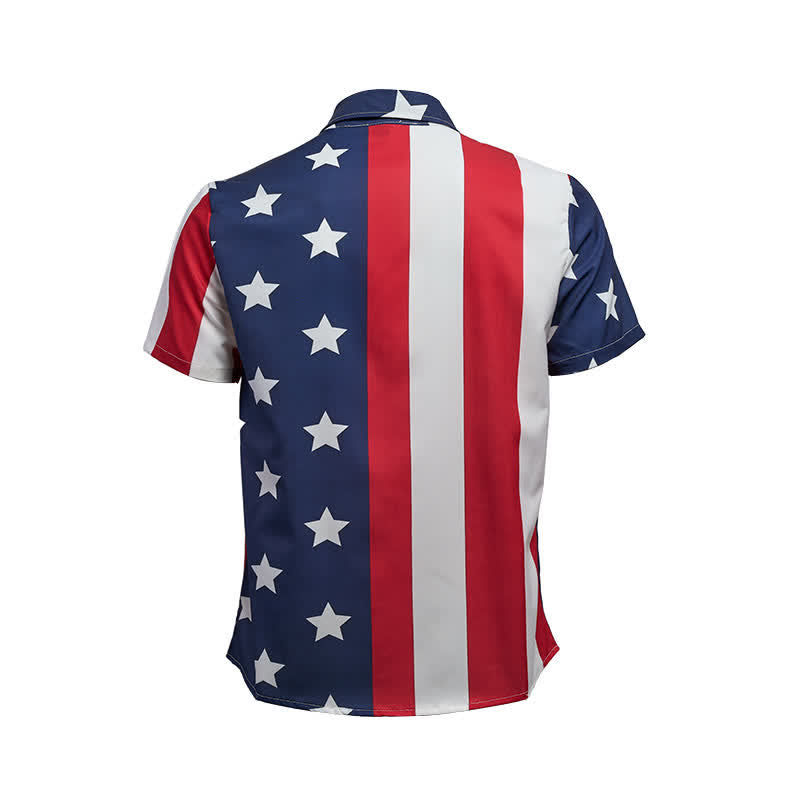 Chemise à manches courtes imprimée drapeau américain divisé, étoiles et rayures - image 10