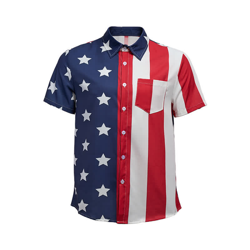 Chemise à manches courtes imprimée drapeau américain divisé, étoiles et rayures - image 9
