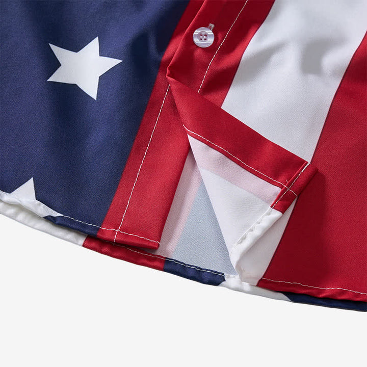 Chemise à manches courtes imprimée drapeau américain divisé, étoiles et rayures - image 7