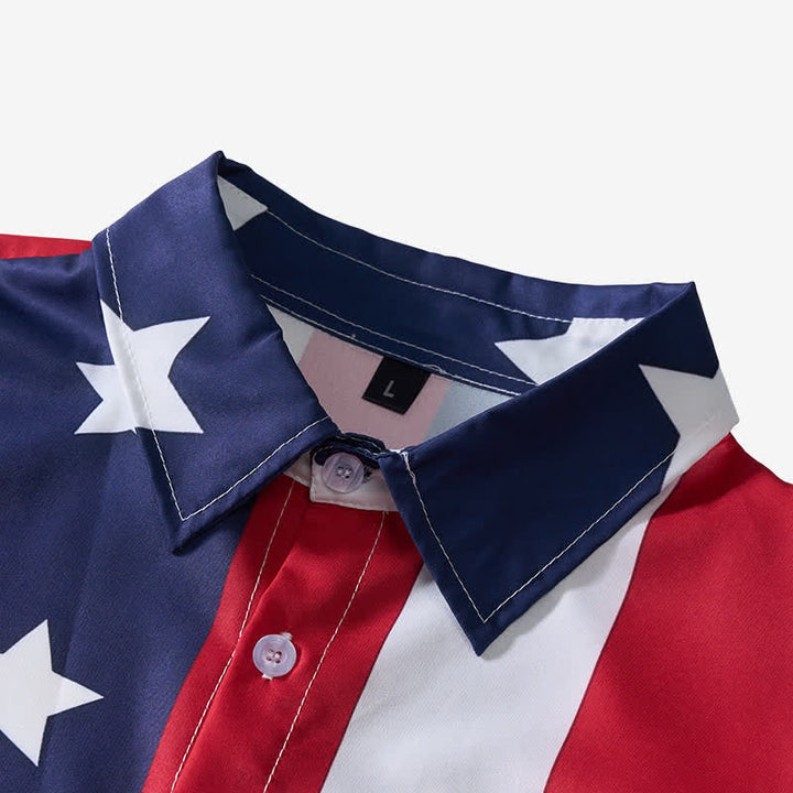 Chemise à manches courtes imprimée drapeau américain divisé, étoiles et rayures - image 4