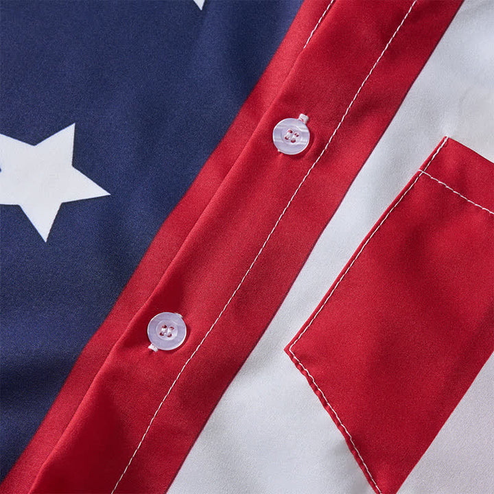 Chemise à manches courtes imprimée drapeau américain divisé, étoiles et rayures - image 5