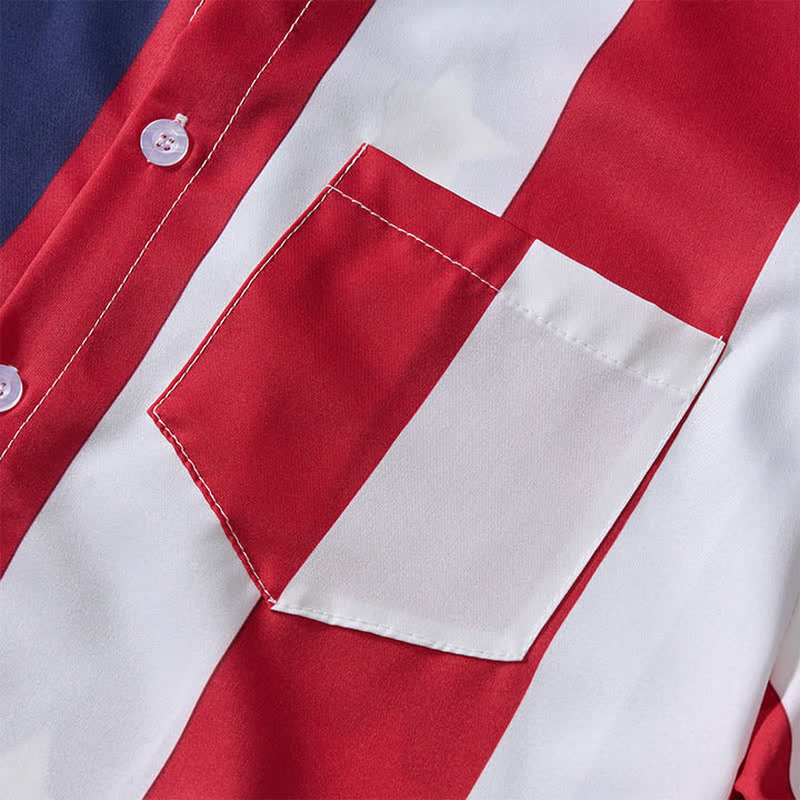 Chemise à manches courtes imprimée drapeau américain divisé, étoiles et rayures - image 6