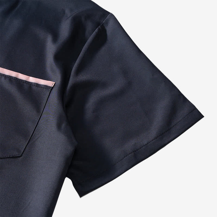 Chemise à manches courtes rétro noire et beige à motif drapeau américain vieilli - image 8