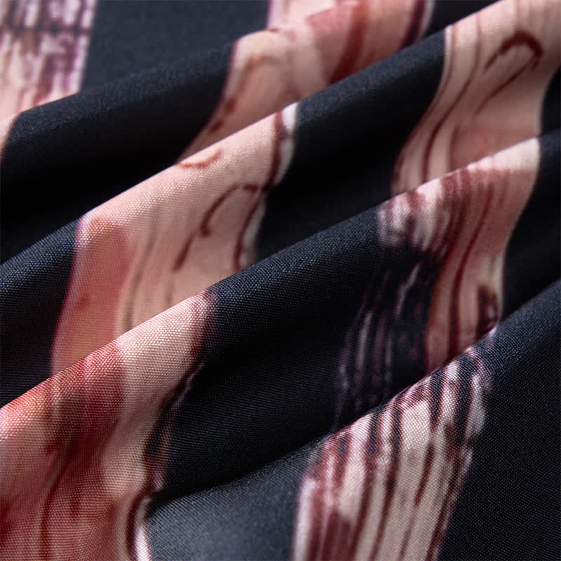 Chemise à manches courtes rétro noire et beige à motif drapeau américain vieilli - image 7