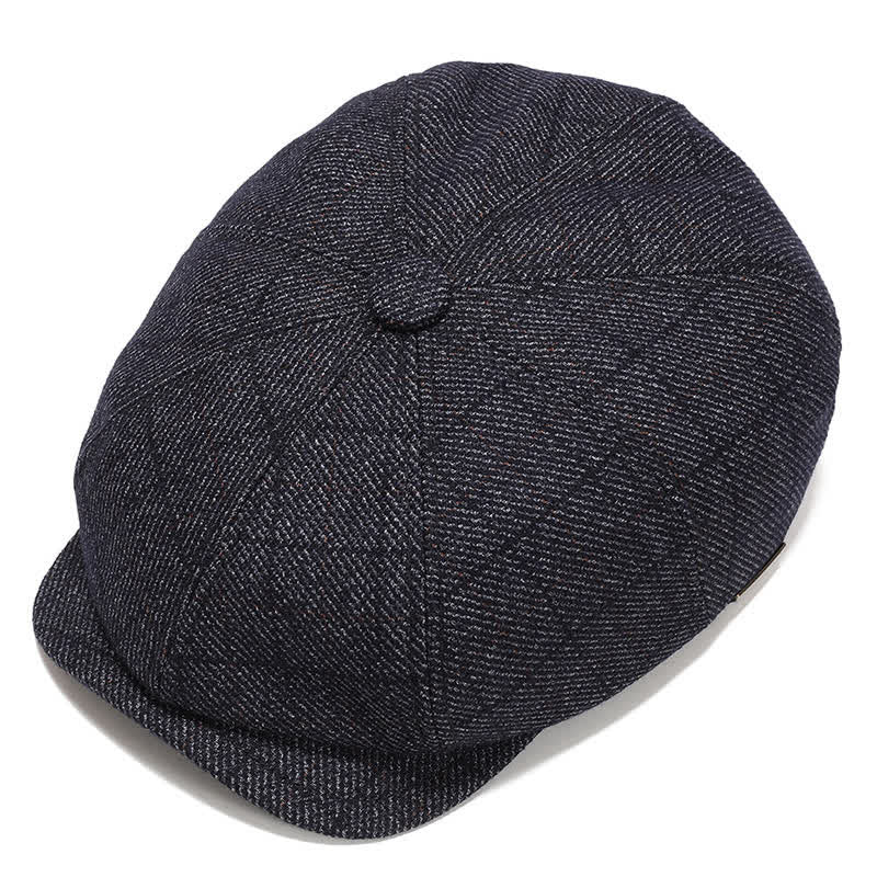 Casquette plate classique de vendeur de journaux avec béret à cache-oreilles - Bleu Noir - Réglable (environ 22"-23 5/8") - image 13