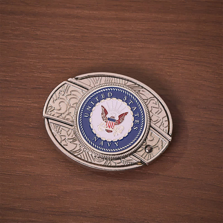 Ceinture en cuir avec boucle de couteau pliant dissimulée à faire soi-même, ornée de l'aigle et de l'ancre de l'US Navy. - image 9