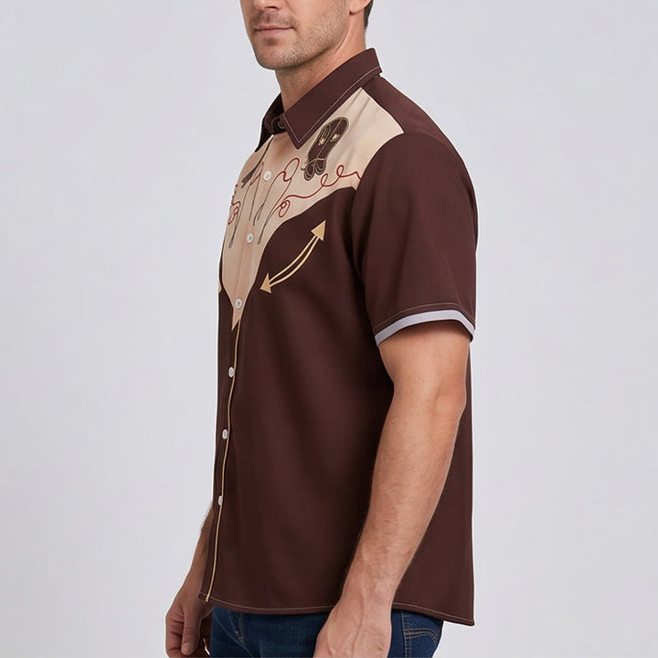 Chemise à manches courtes pour homme avec imprimé bottes de cowboy rétro western - image 2