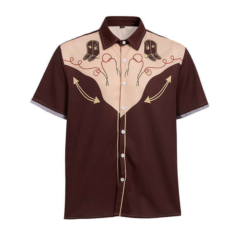 Chemise à manches courtes pour homme avec imprimé bottes de cowboy rétro western - image 9