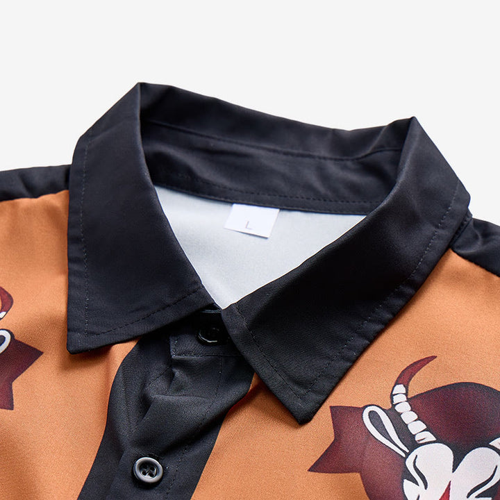 Chemise à manches courtes pour homme avec imprimé tête de chèvre et plumes style western - image 4