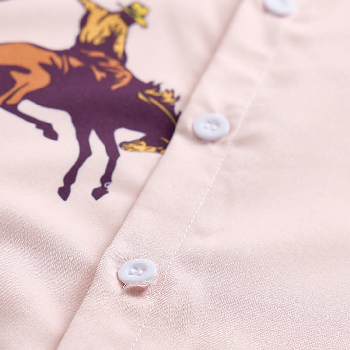 Chemise décontractée à manches courtes pour homme, imprimé cowboy rodéo vintage - image 5