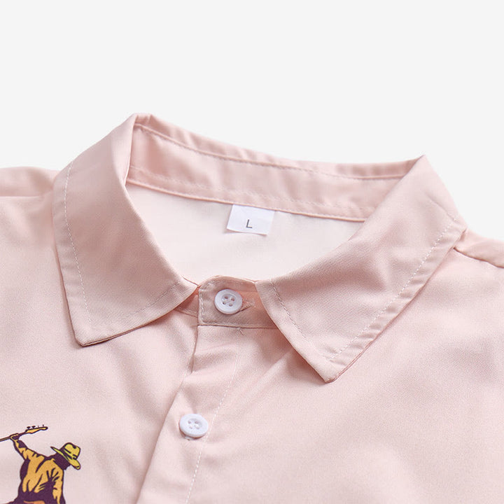 Chemise décontractée à manches courtes pour homme, imprimé cowboy rodéo vintage - image 4