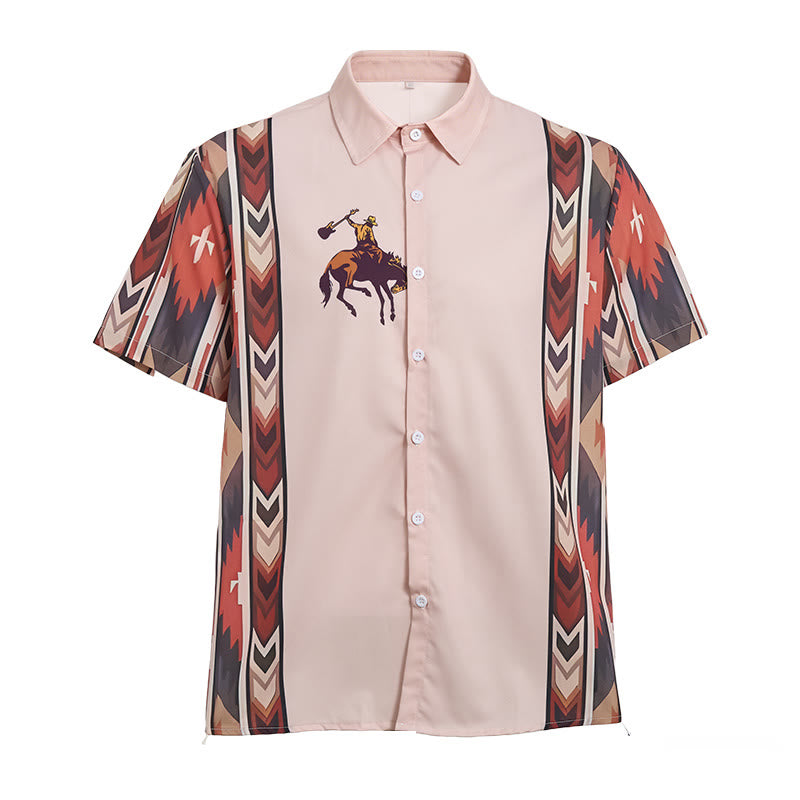 Chemise décontractée à manches courtes pour homme, imprimé cowboy rodéo vintage - image 9