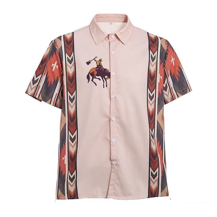 Chemise décontractée à manches courtes pour homme, imprimé cowboy rodéo vintage - image 9