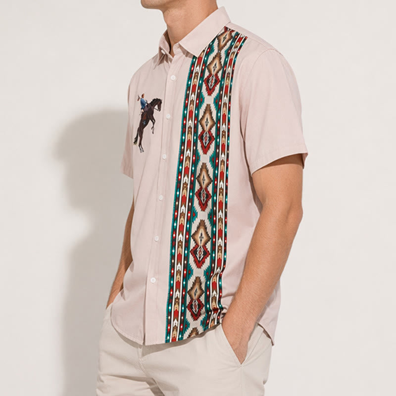 Chemise à manches courtes ample décontractée à imprimé western pour homme - image 1